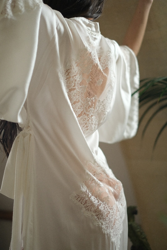 Shop 12 Shelle Belle Couture Ivory 100 Silk Lace Kimono